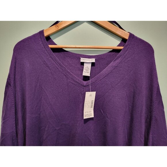 New Catherines Purple Lightweight Asymmetrical V Neck Sweater Sz 5X - Picture 2 of 7